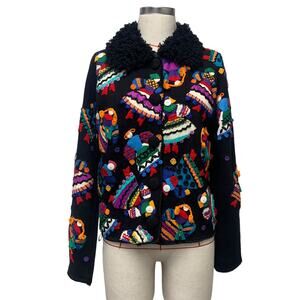 Vintage Michael Simon NY Womens Size M Colorful Art Cardigan
